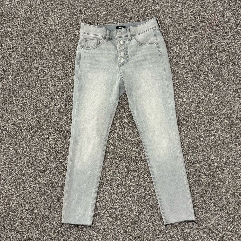 Express Button Fly Light Gray Denim - image 1